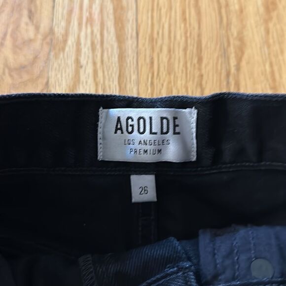 Agolde 26 black jean cut off shorts intentional distressed look great pre owned - Picture 2 of 4